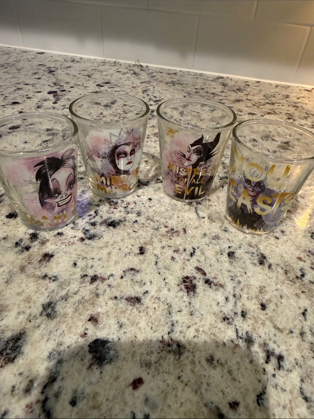 Disney Villains Shot Glass Set - Purple & Gold Accents